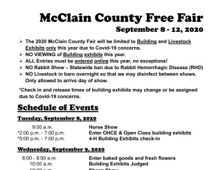 2020 Schedule of Events